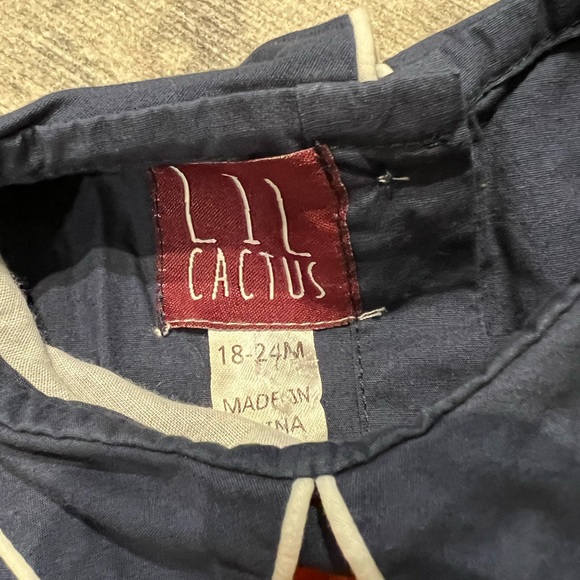 Lil Cactus navy blue pumpkin collared longall romper, size 18-24m - Picture 4 of 4